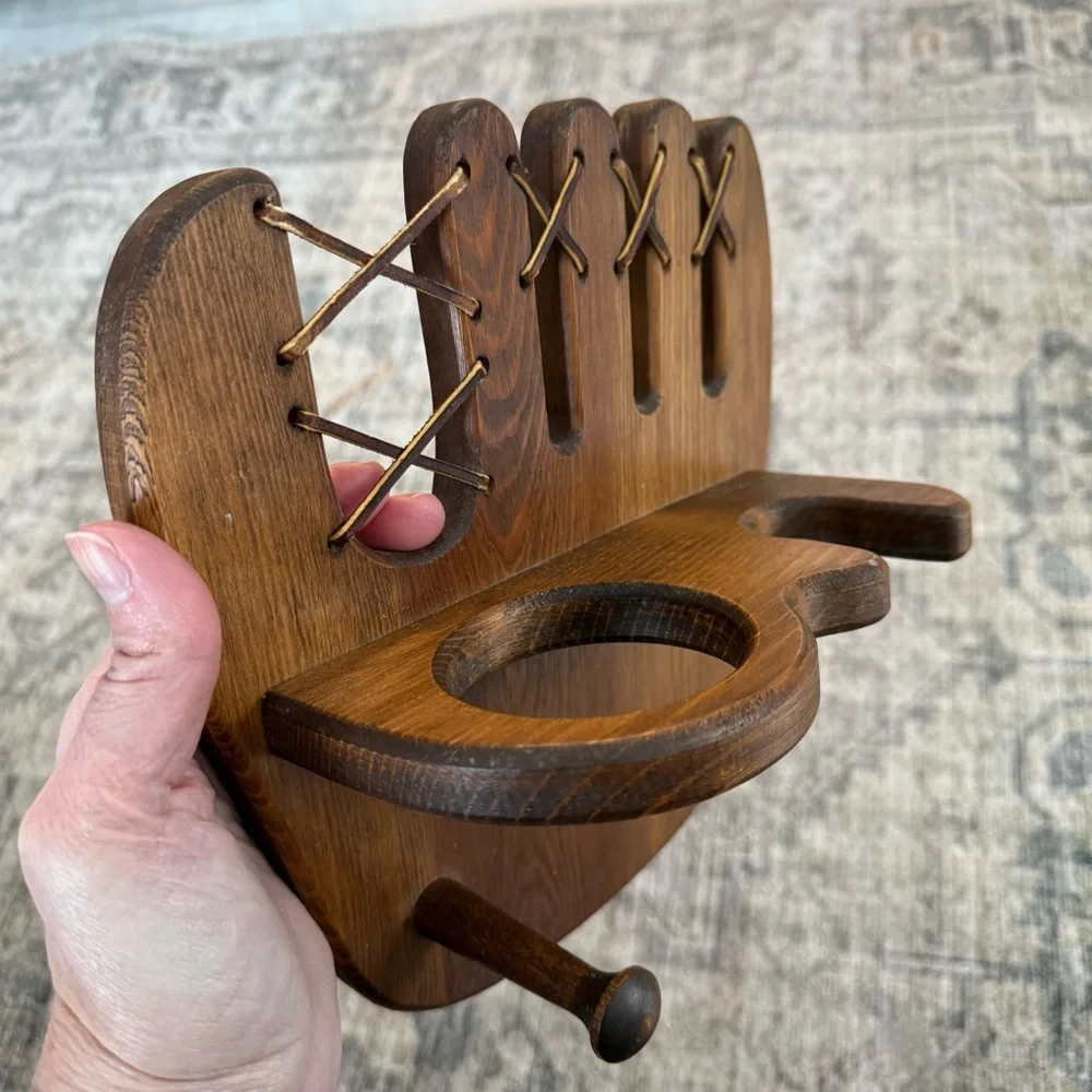 Wooden Baseball Glove Wall Decor